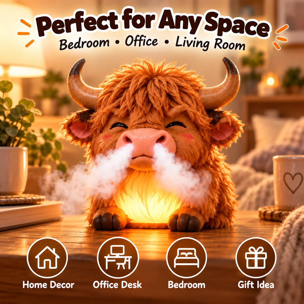 Highland Cow Huff home office bedroom use