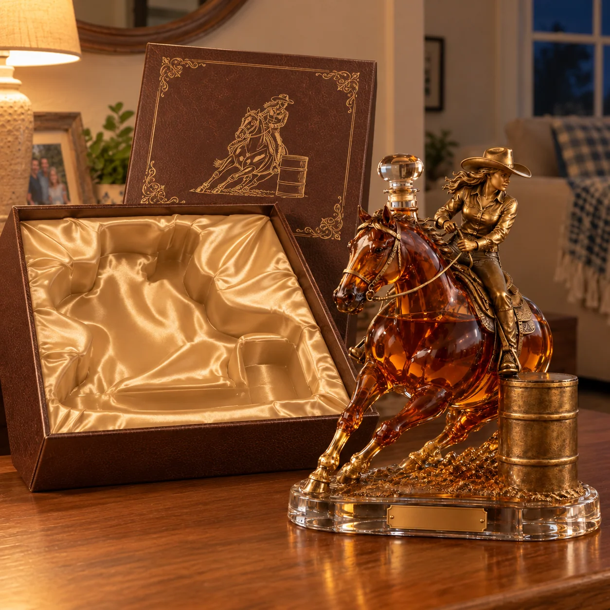 🐎 Western Spirit Cowgirl Barrel Racing Whiskey Decanter 🥃