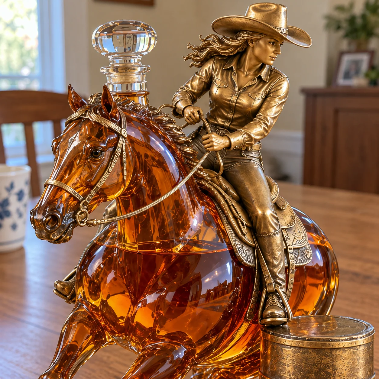 🐎 Western Spirit Cowgirl Barrel Racing Whiskey Decanter 🥃