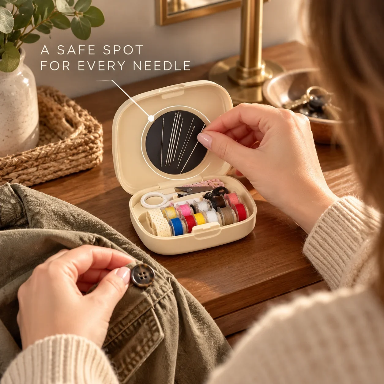Magnetic needle storage lid