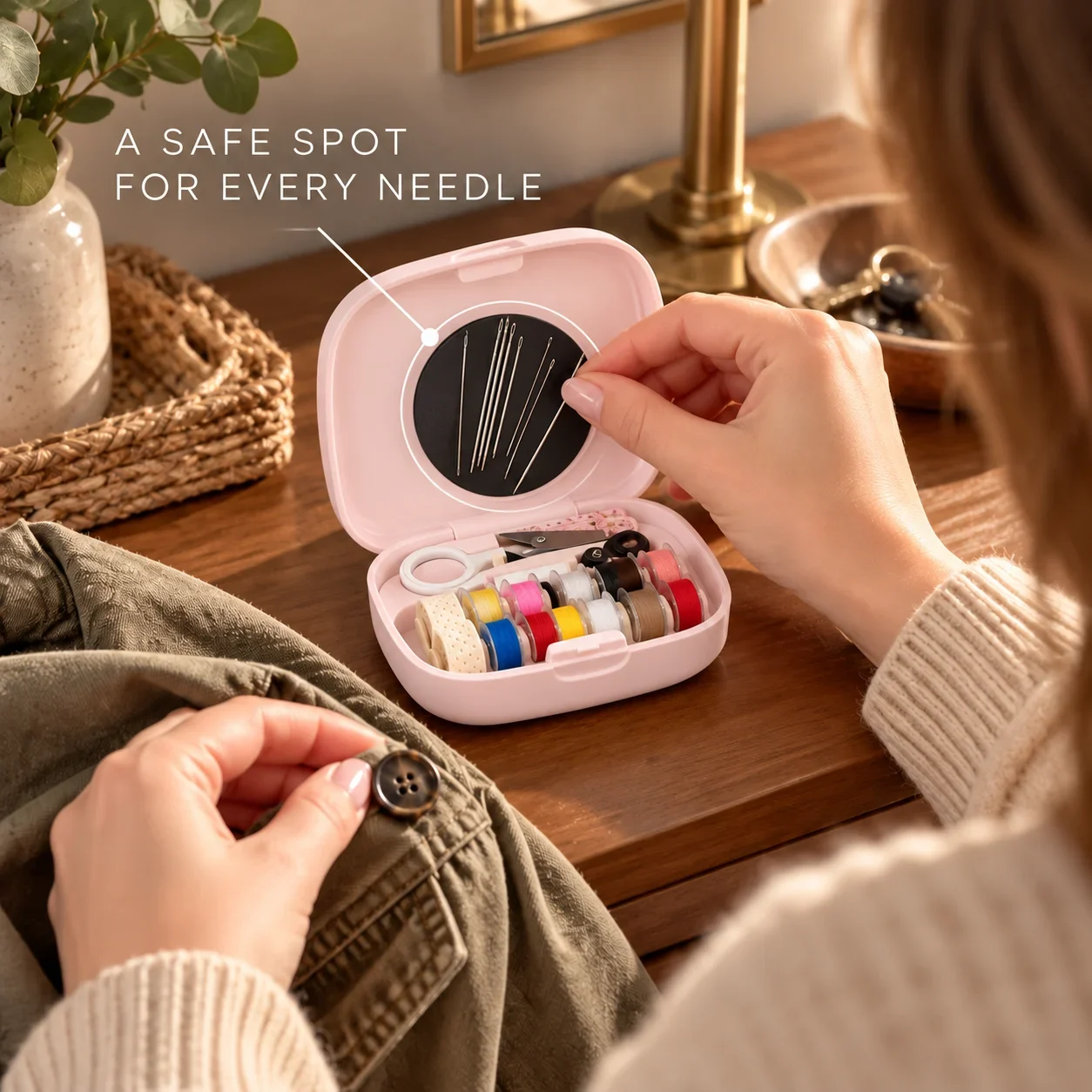 Compact sewing kit closed case