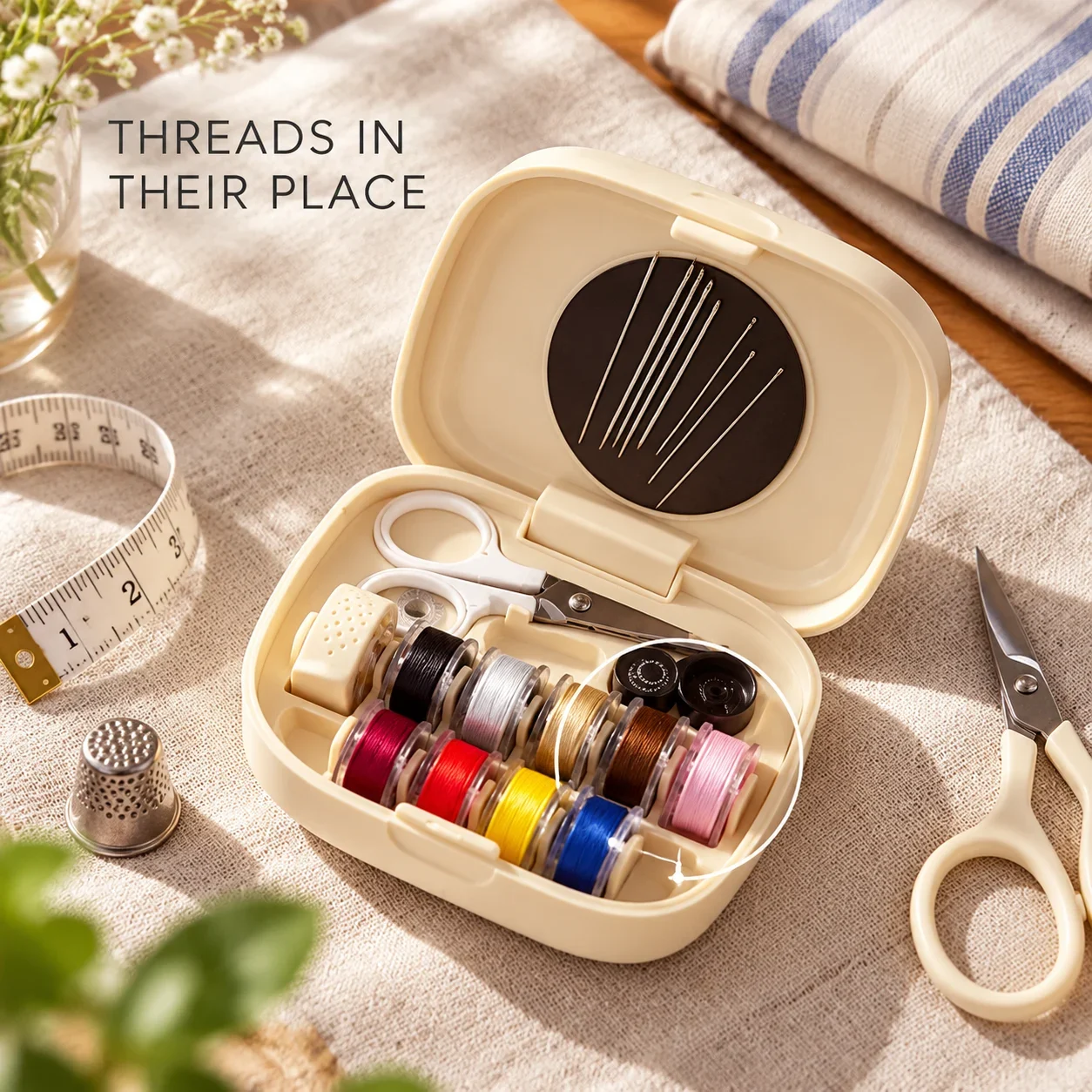 Individual spool slots for tangle-free selection