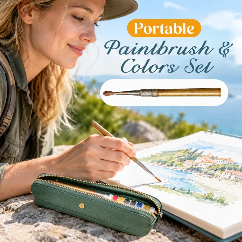 Portable paintbrush and color set