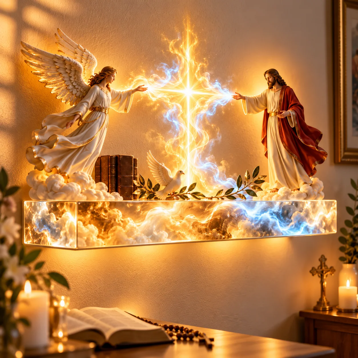 Divine Light of Faith Jesus and Angel Wall Art