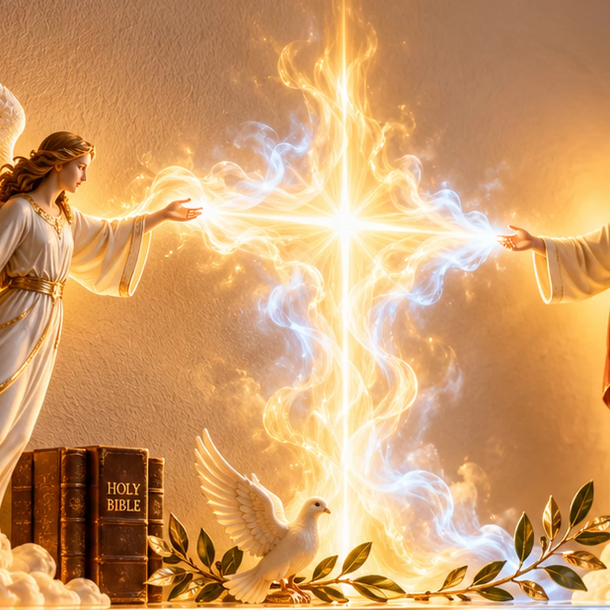 Jesus and angel sculpture details