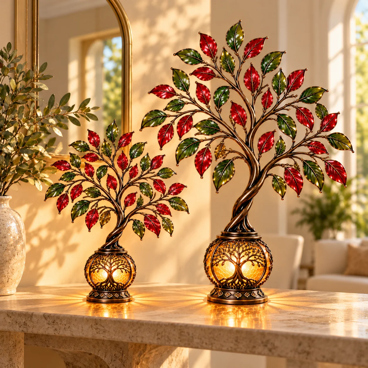 Small and large Tree of Life lanterns displayed together for size comparison