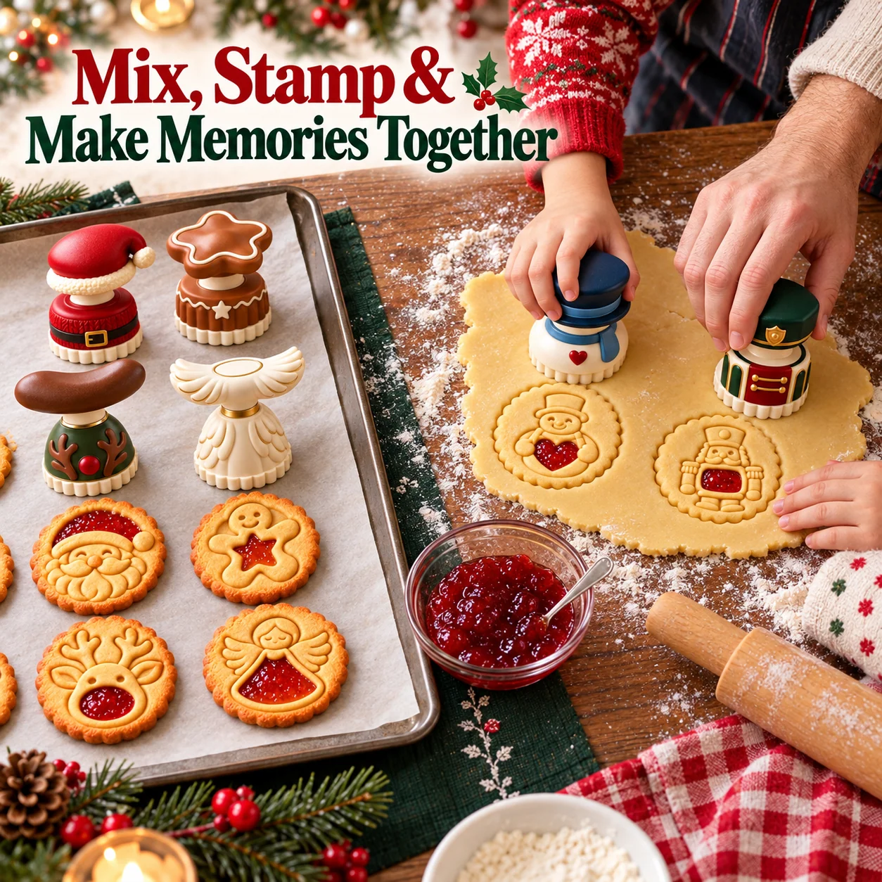 Four Step Christmas Cookie Making Process
