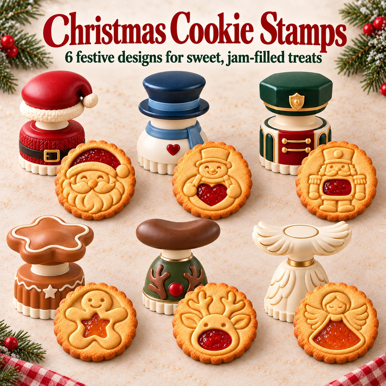 Six Christmas Cookie Stamp Designs