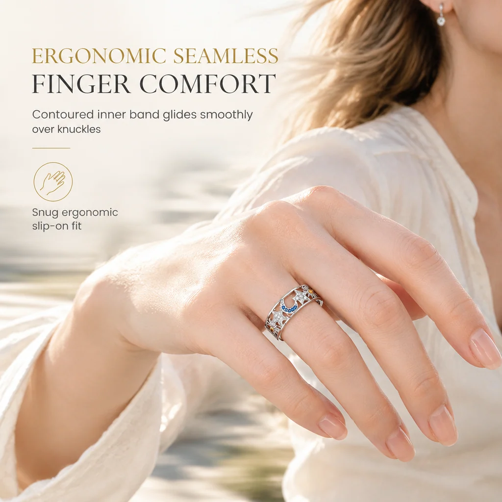 Rounded ring interior designed for comfortable everyday wear