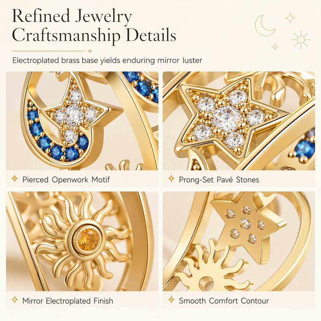Polished inner contours of celestial fashion ring