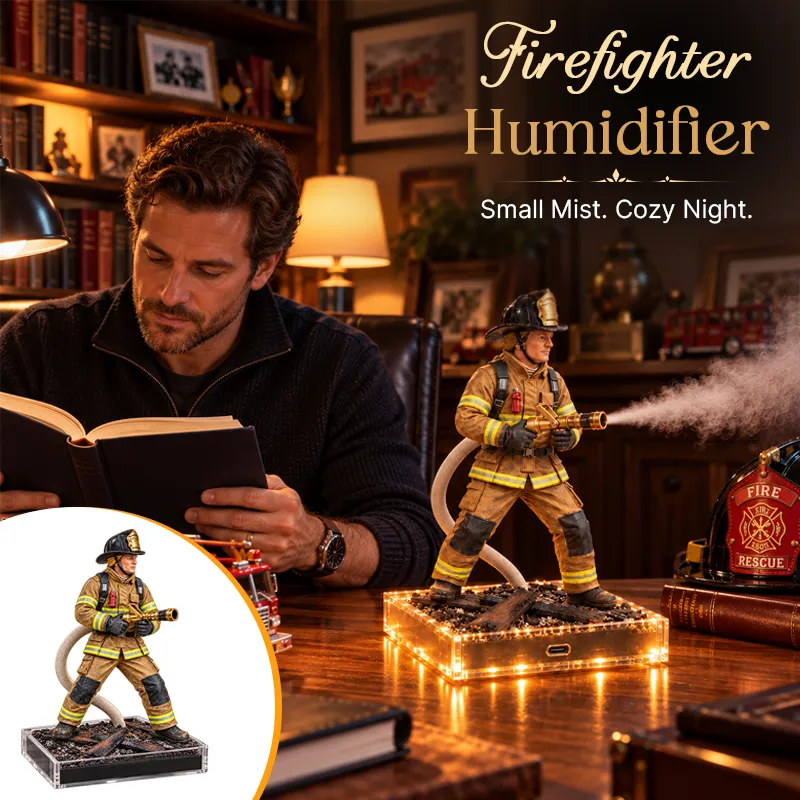 Firefighter-themed humidifier with a detailed miniature rescue scene