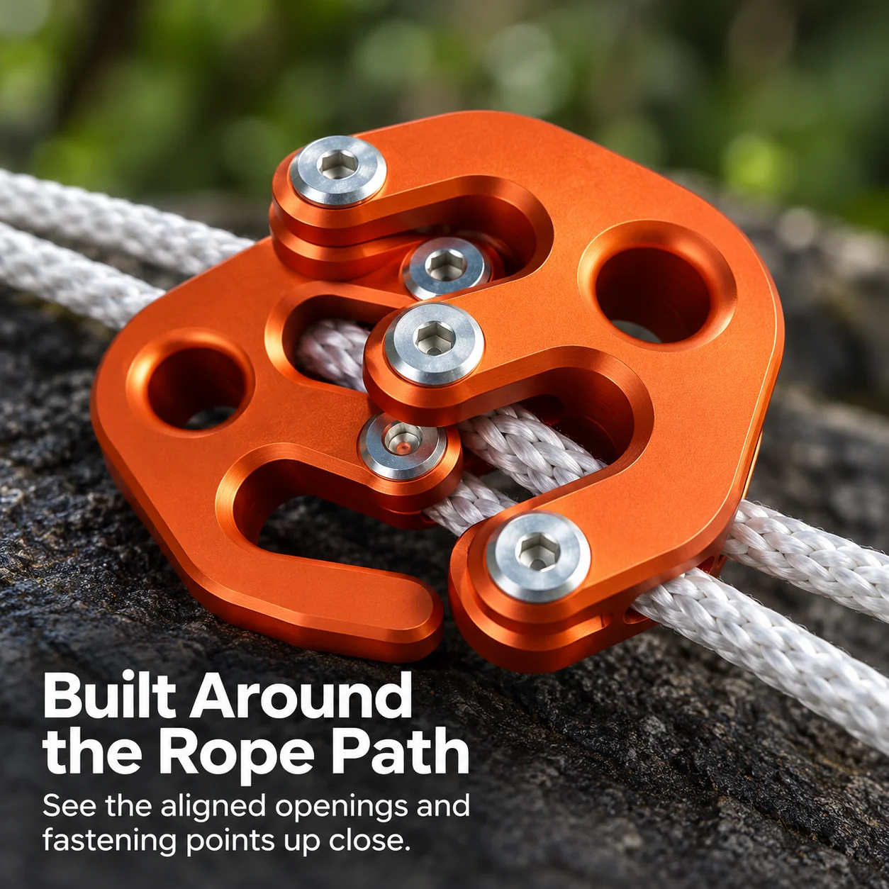 Close-up of magnetic rope connector openings and fastening details