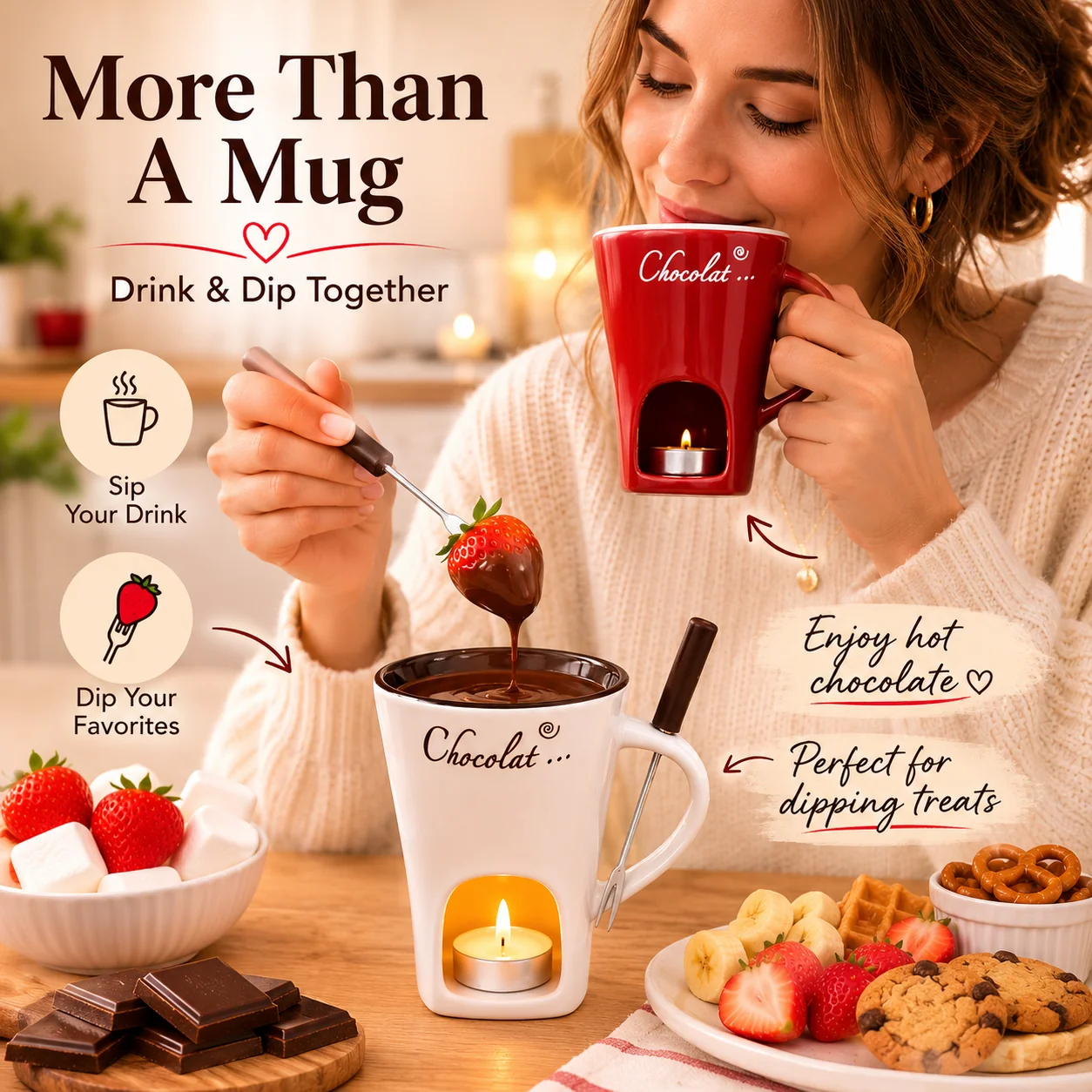 Ceramic fondue mug set