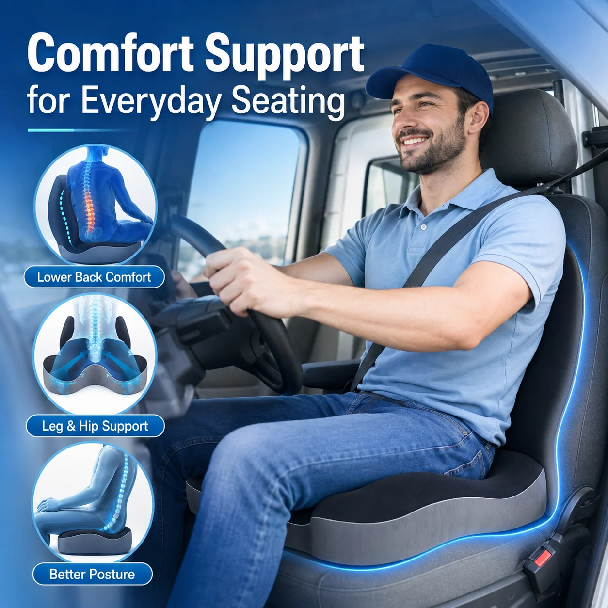 Supportive Memory Foam Seat Cushion