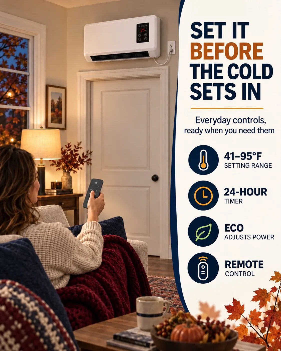 Wall Mounted Space Heater in an Indoor Setting