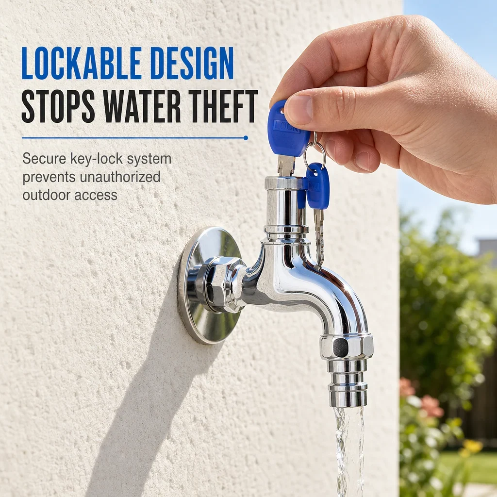 Lockable Outdoor Water Faucet – Helps reduce unwanted use