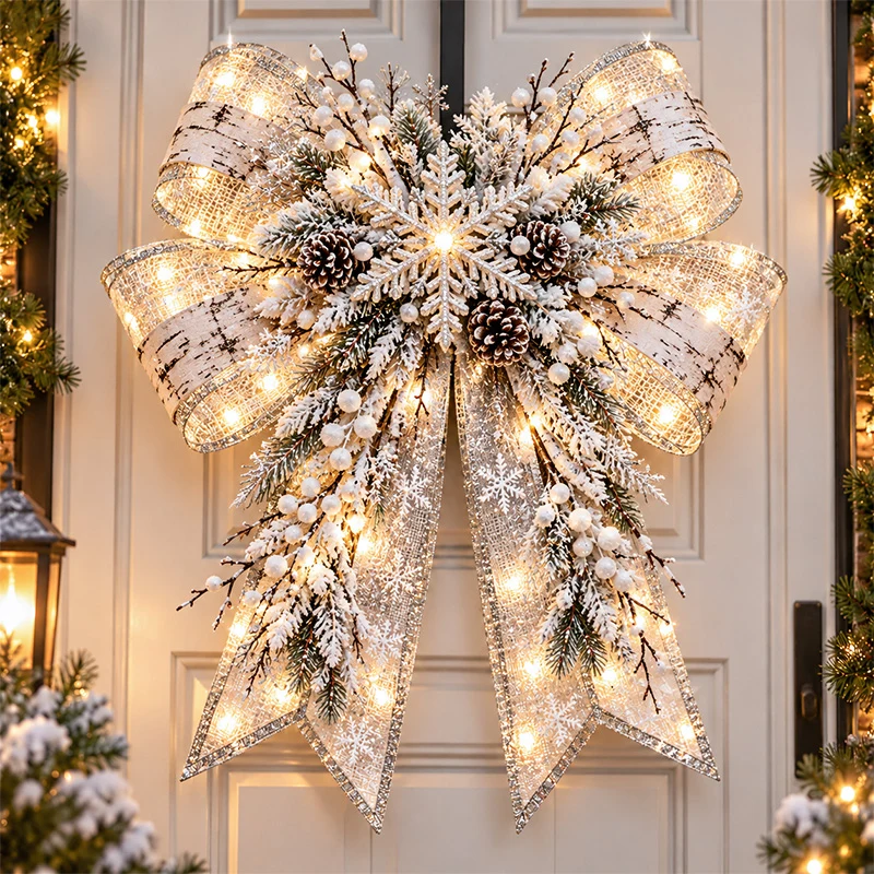 Frosted Birch Christmas bow