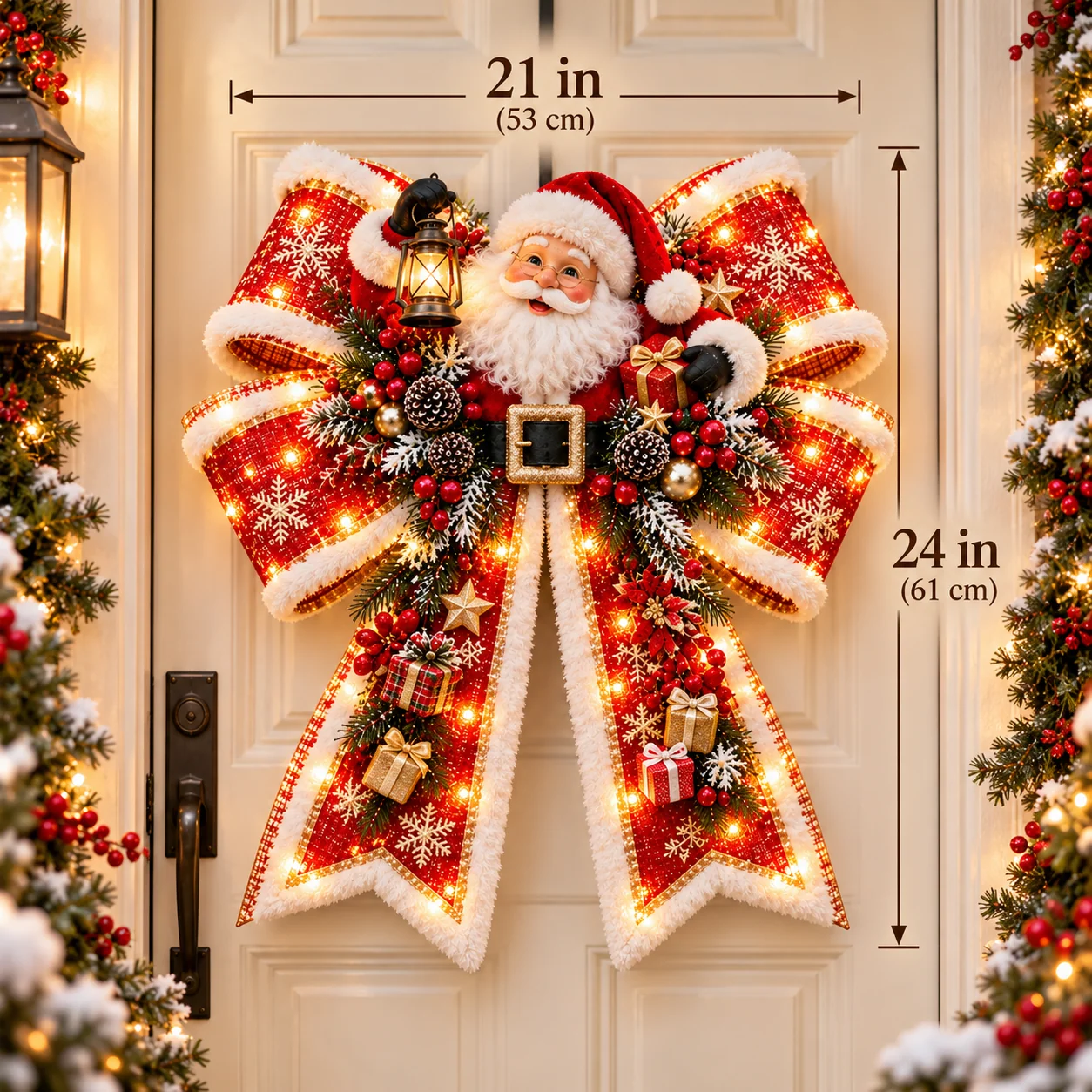Christmas Magic Bow Door Hanger size 21 inches wide by 24 inches high