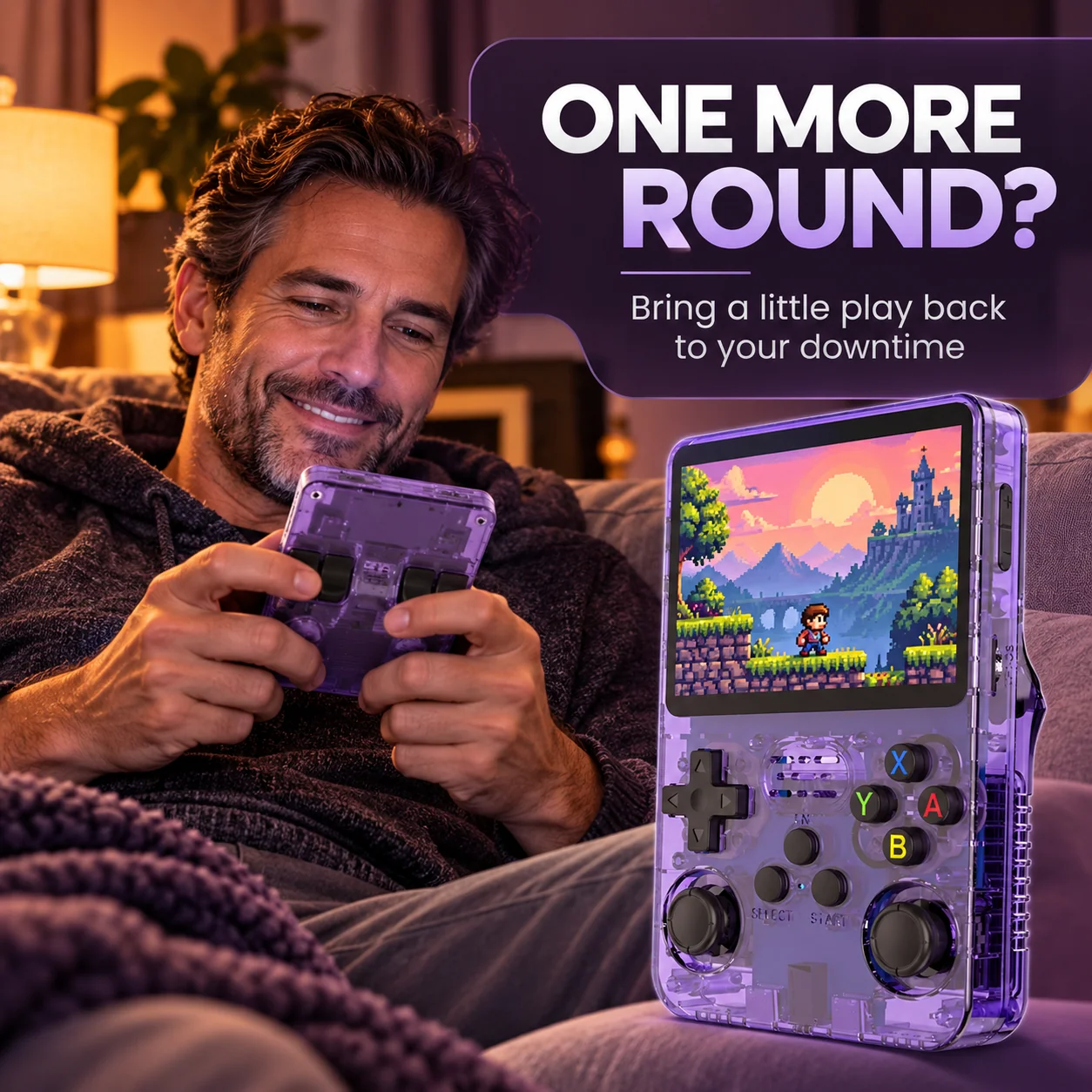 R36S retro handheld at home