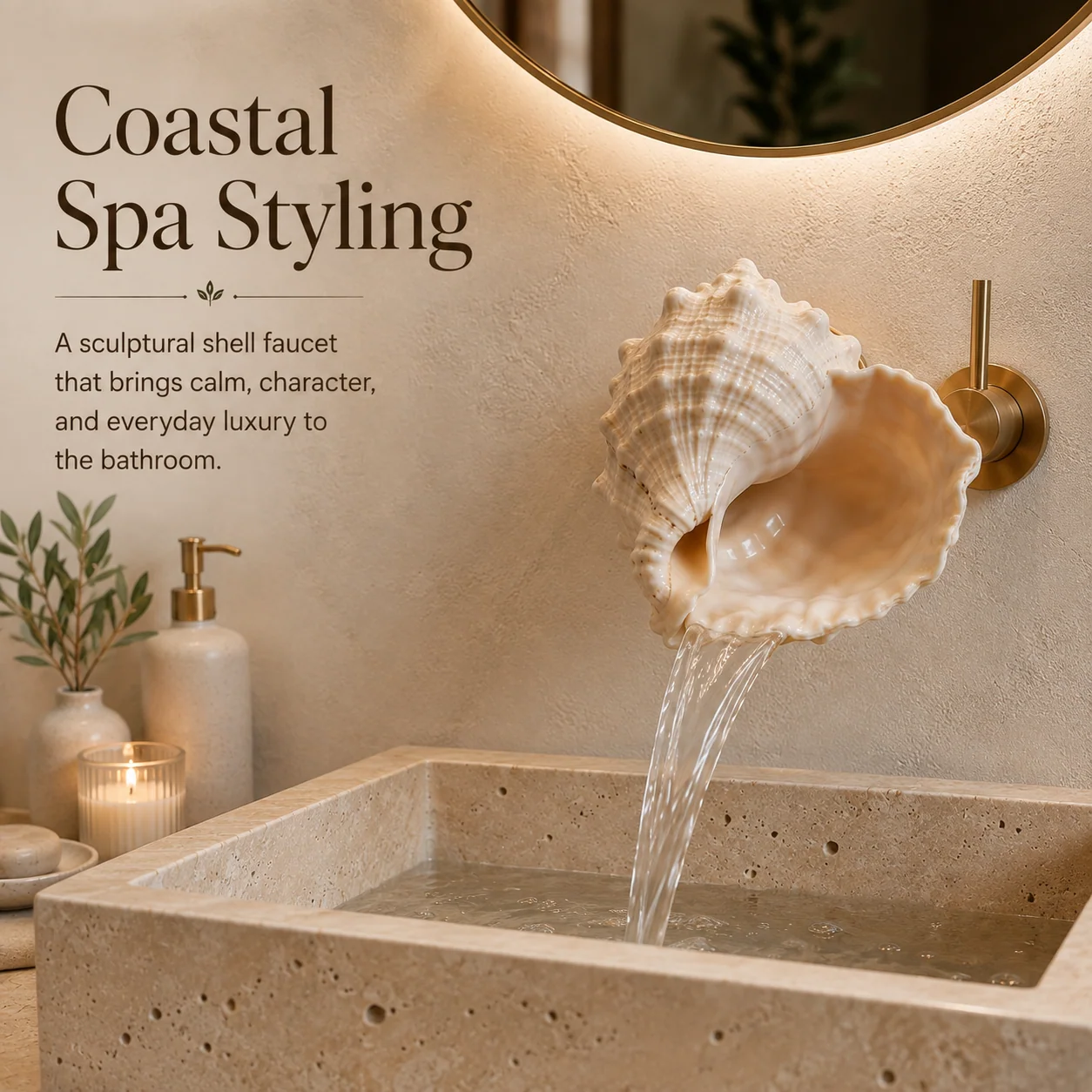 Shell faucet in everyday bathroom routine