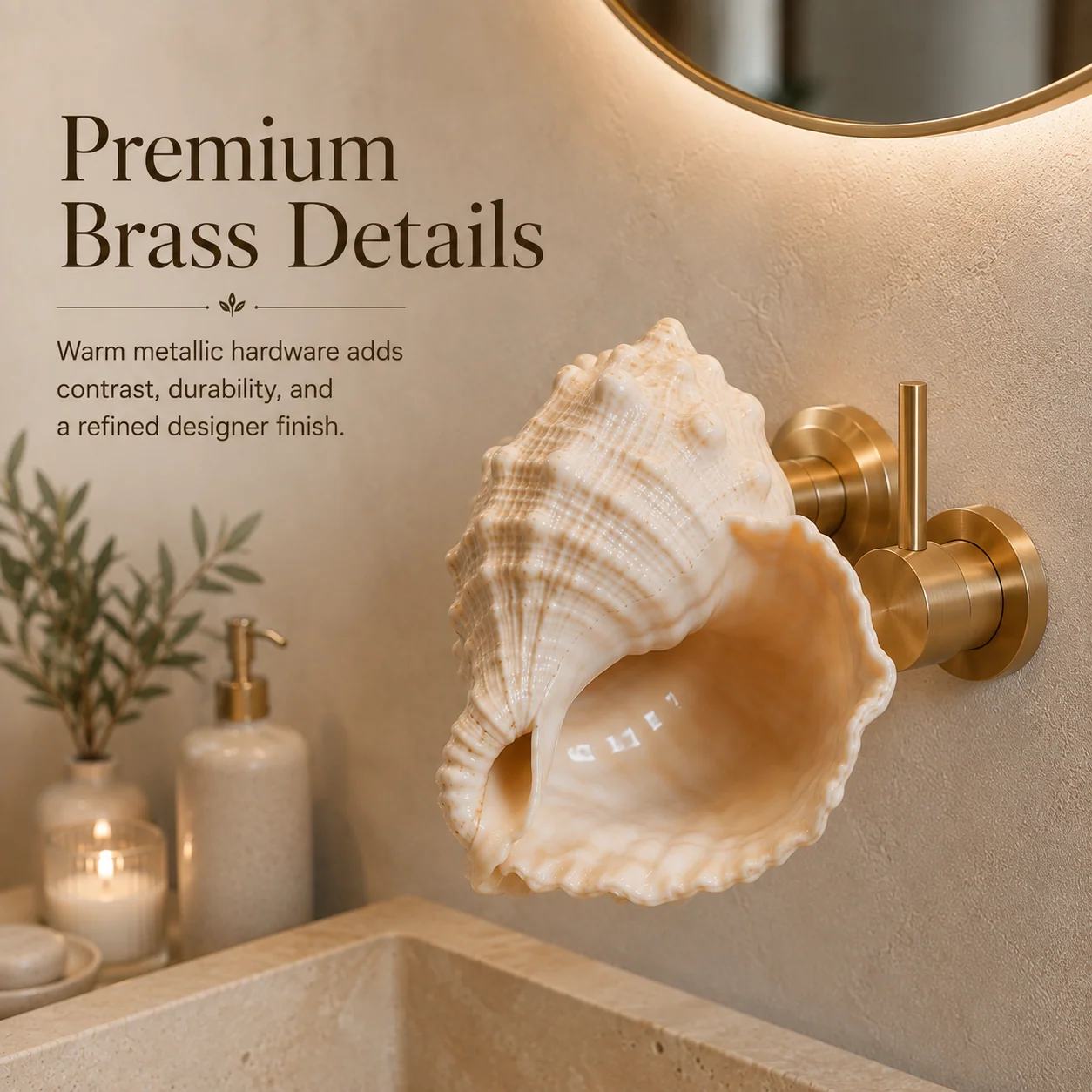 Shell faucet statement bathroom vanity
