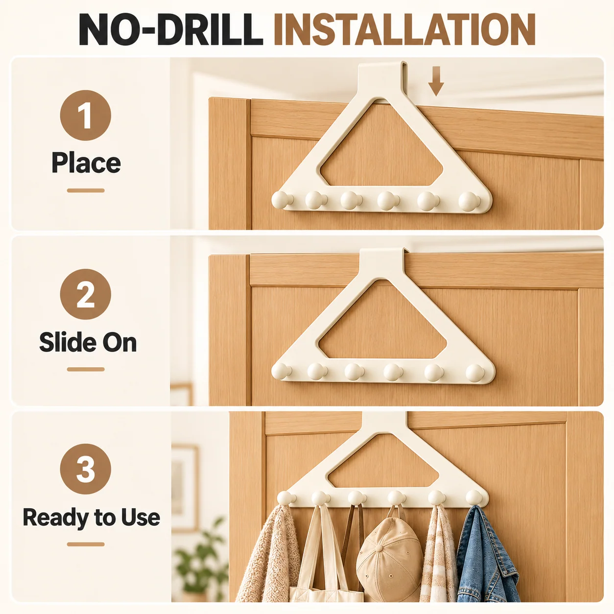 Over-the-door hook rack product design and available colors