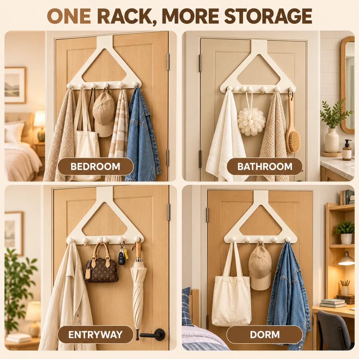 How to install the over-the-door hook rack
