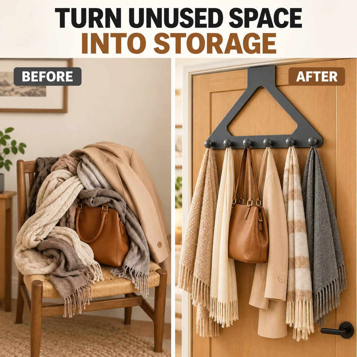 Over-the-door hook rack product dimensions and material details