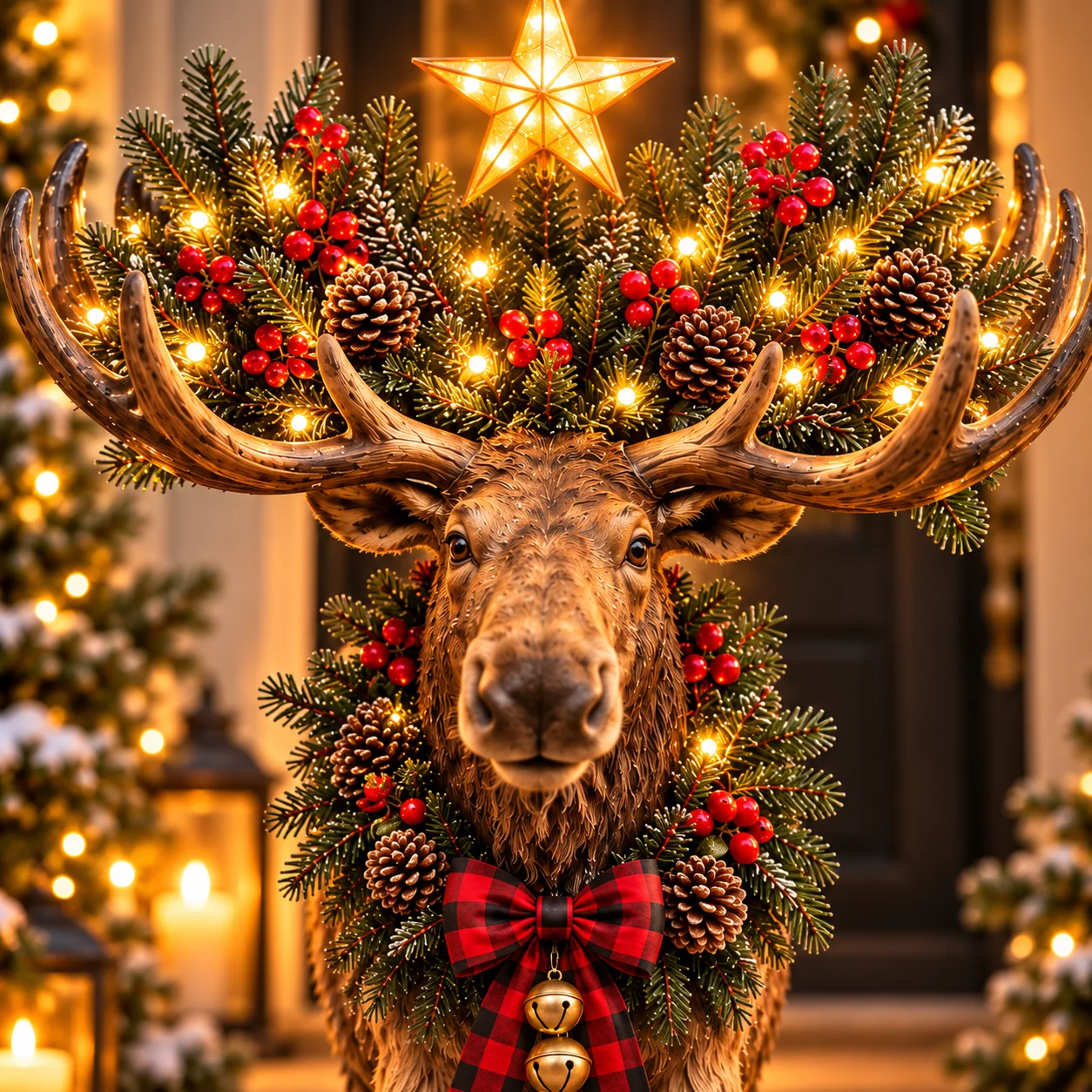 Woodland Christmas moose holiday gift decoration