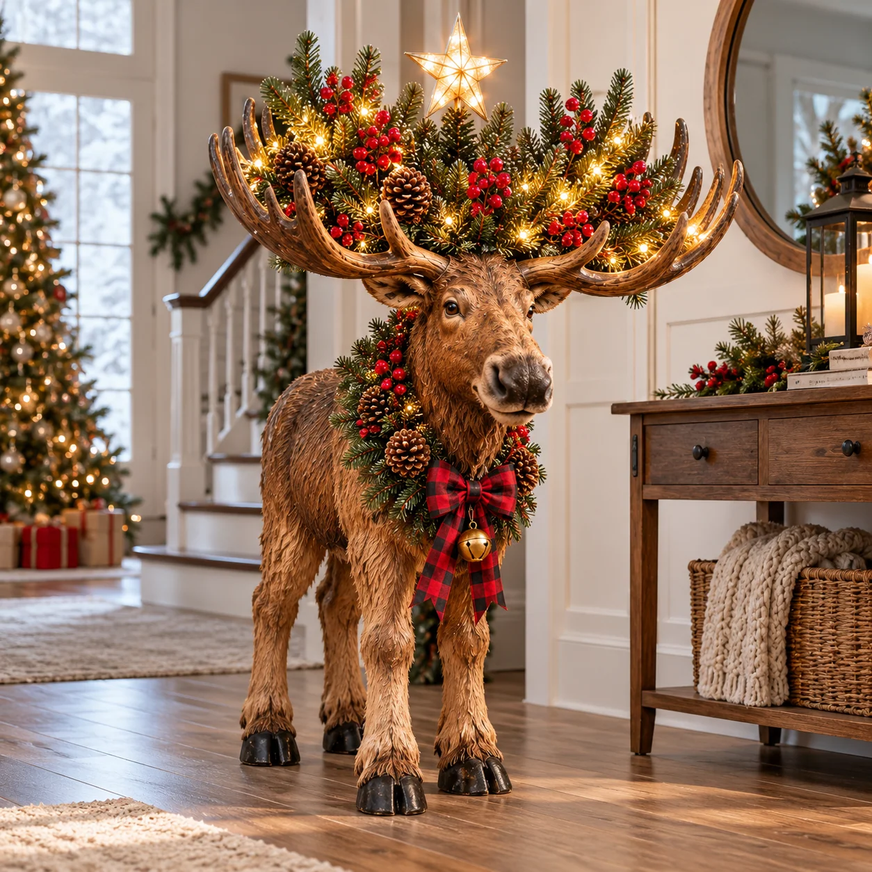 Woodland Christmas Moose lighted decorative holiday display