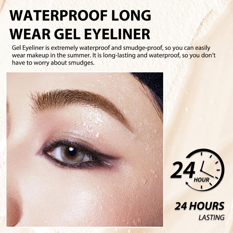 Waterproof and smudge-resistant gel eyeliner performance