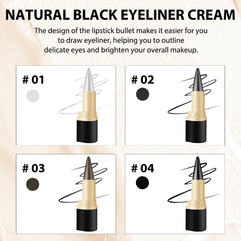 Four gel eyeliner shades silver gray brown and black