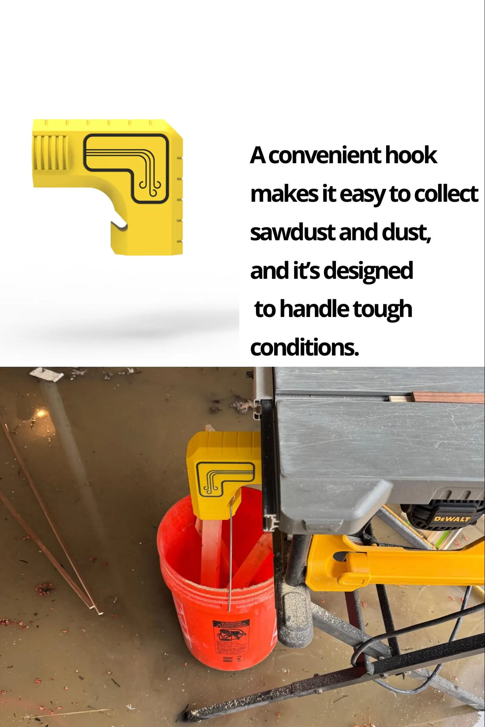 Dust bucket and adapter illustration