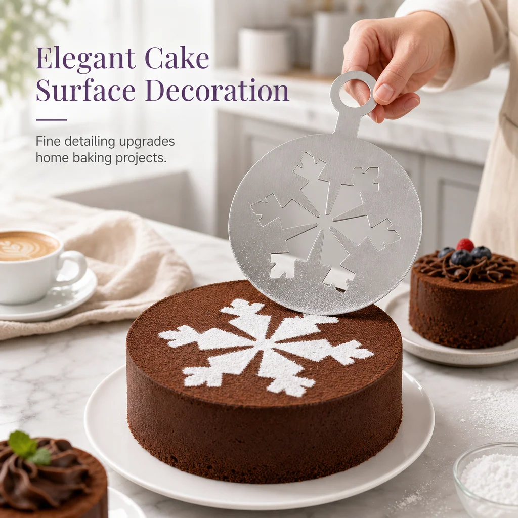 Cake surface decoration using stainless steel dessert powder art stencil