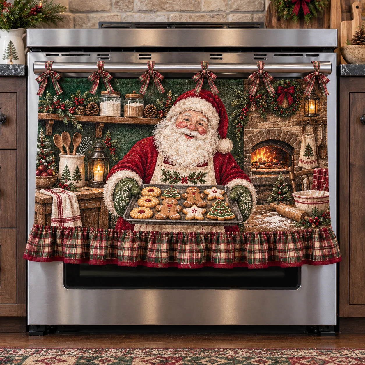Santa's Treats Christmas Oven Curtain