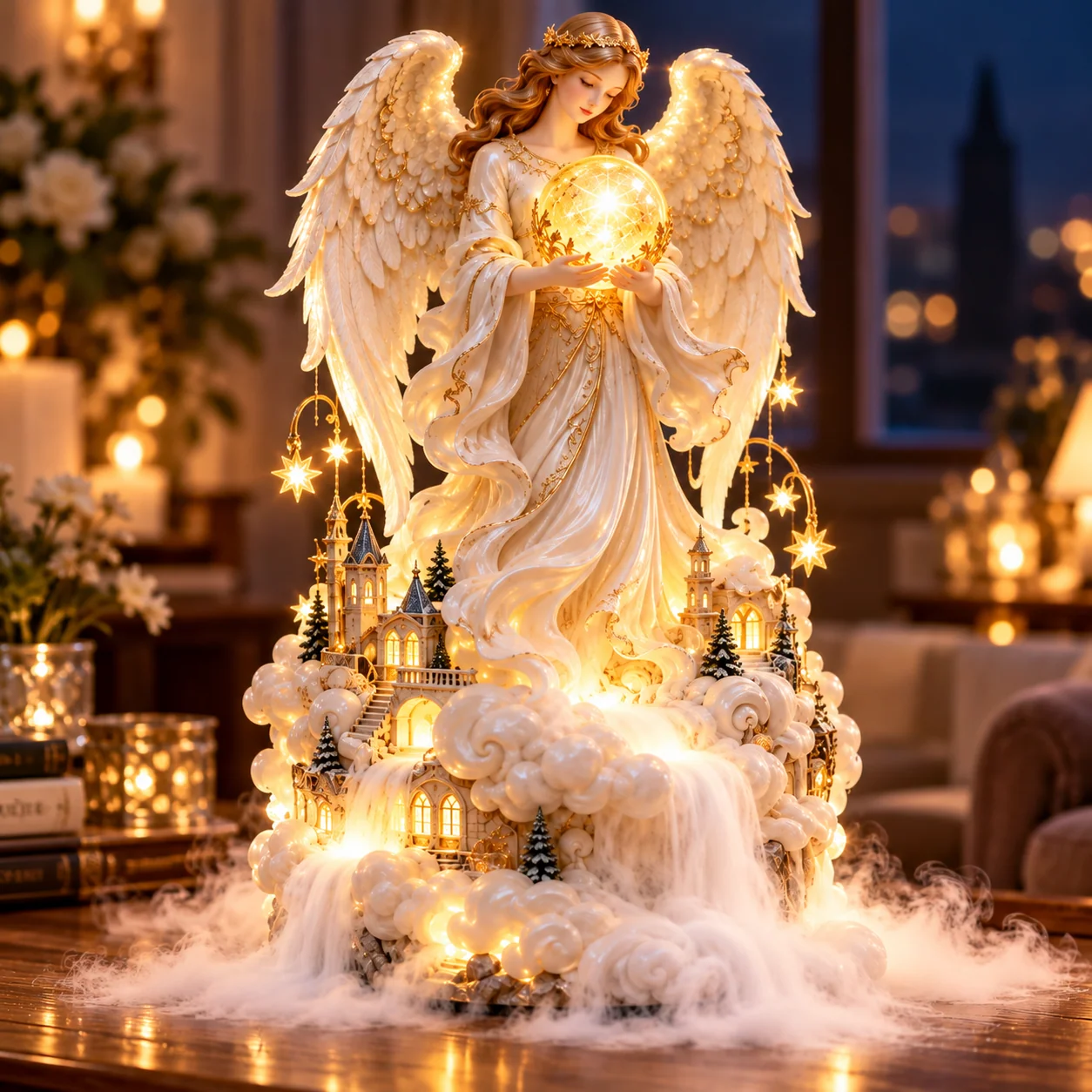 Angel of Heaven guardian angel illuminated mist lamp
