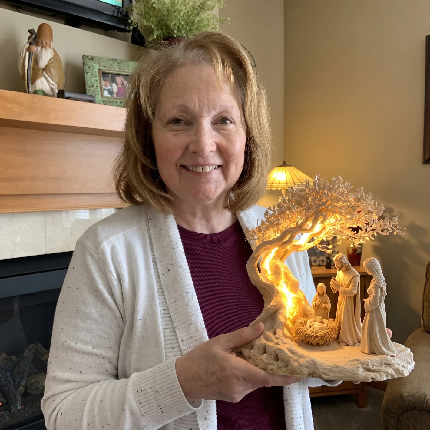 Nativity Tree of Light held in two hands