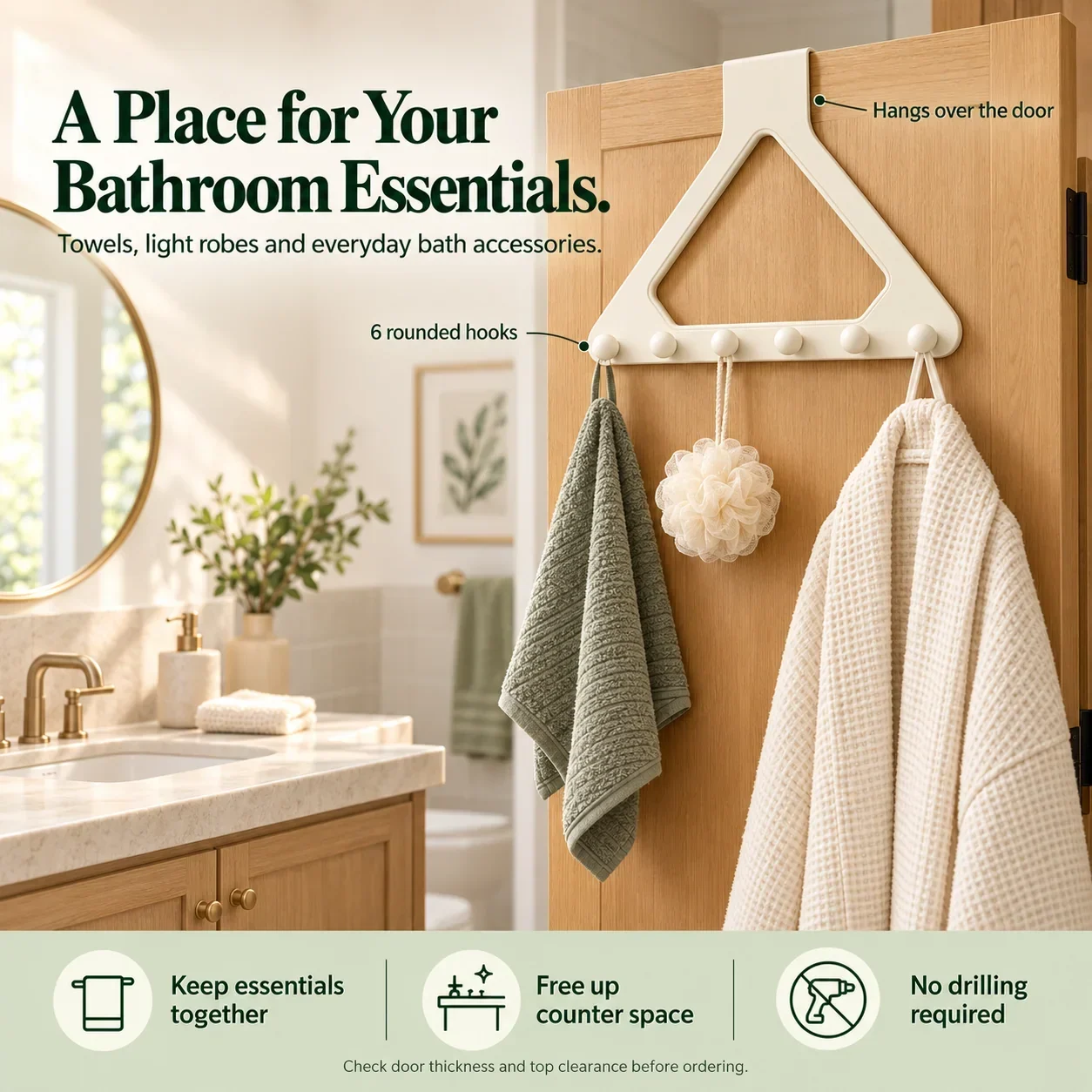 Over-door organizer used for bathroom essentials