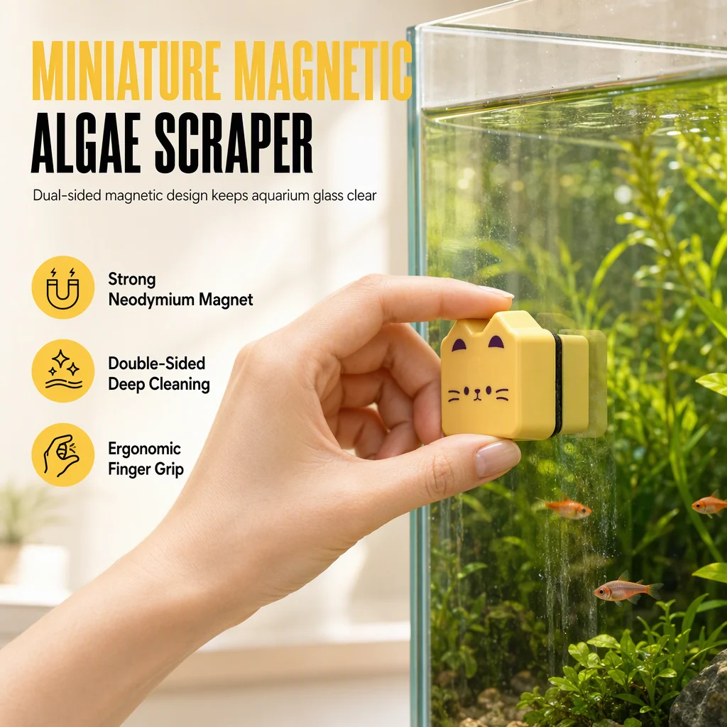 Double-sided magnetic aquarium glass cleaner