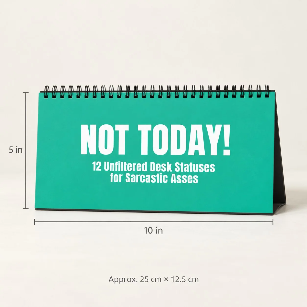 The 10 by 5 inch desk flip sign shown at a practical desktop scale