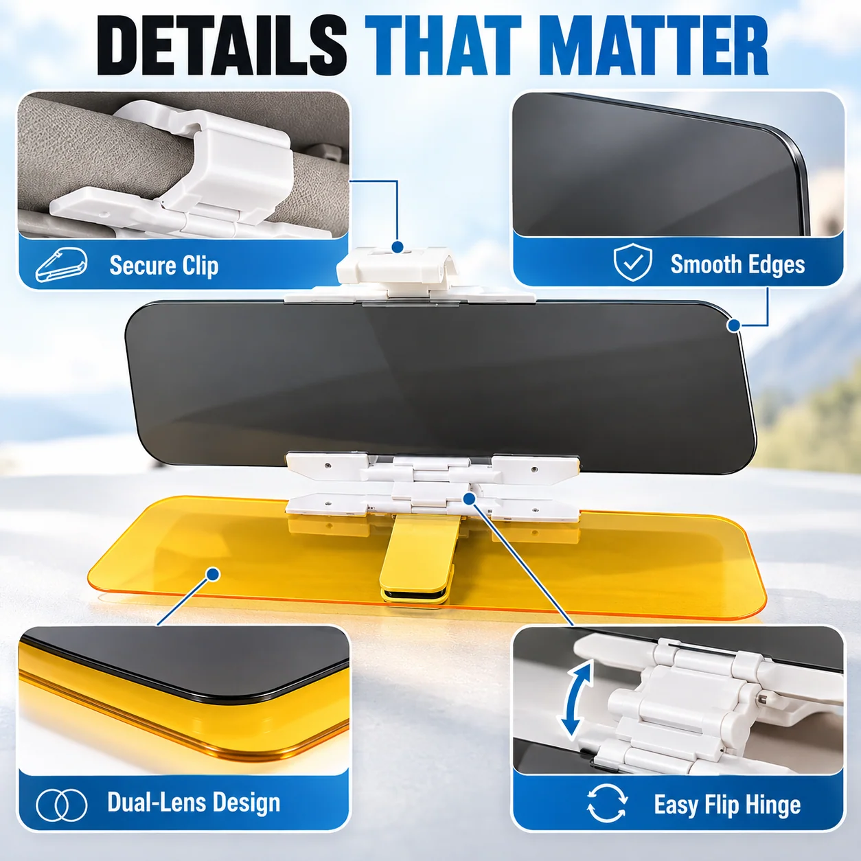 Dual lens car visor construction details