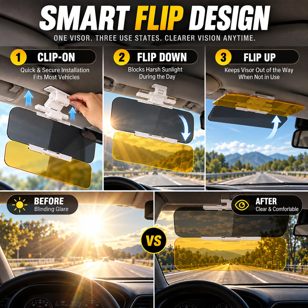 Smart flip car sun visor