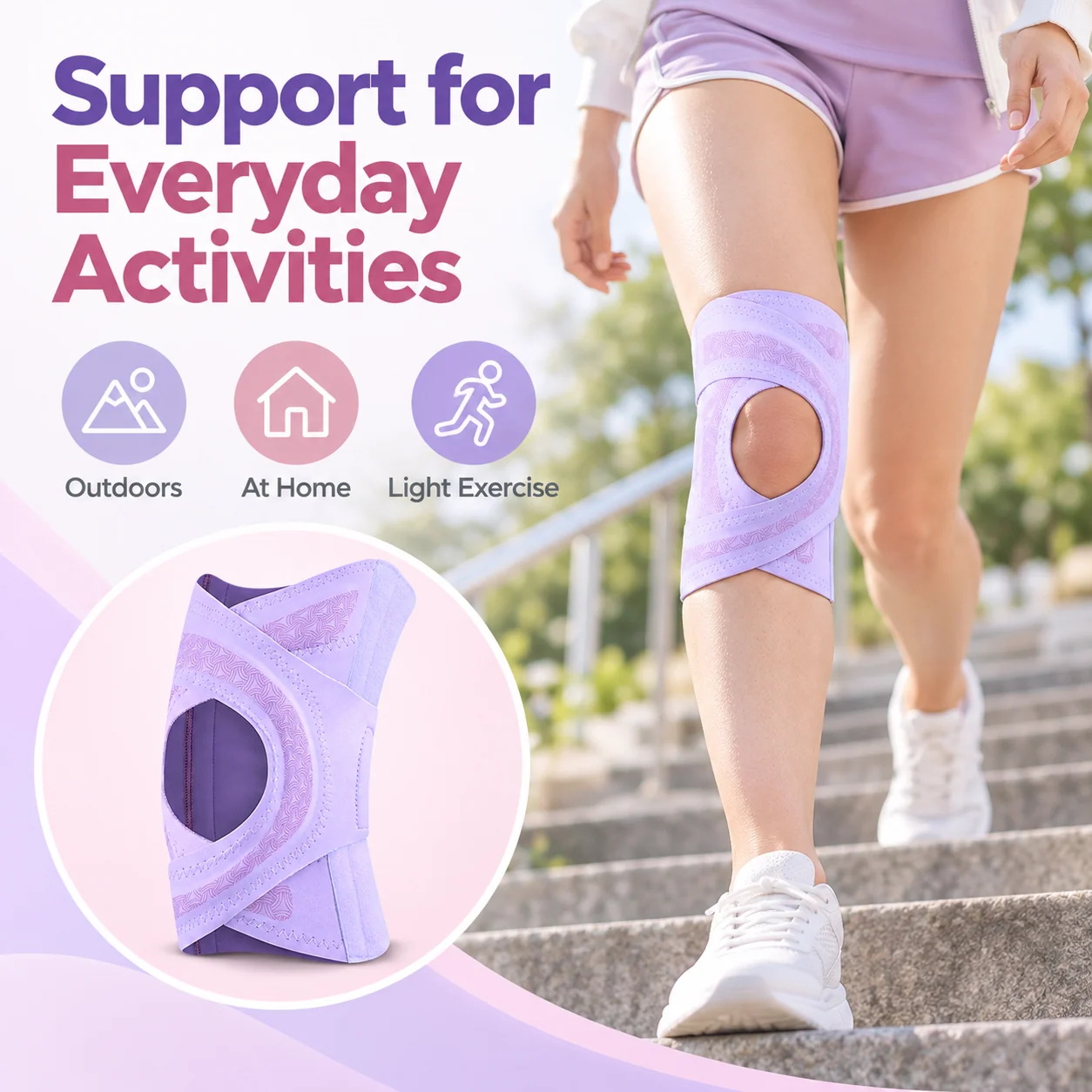 Knee brace worn during outdoor movement