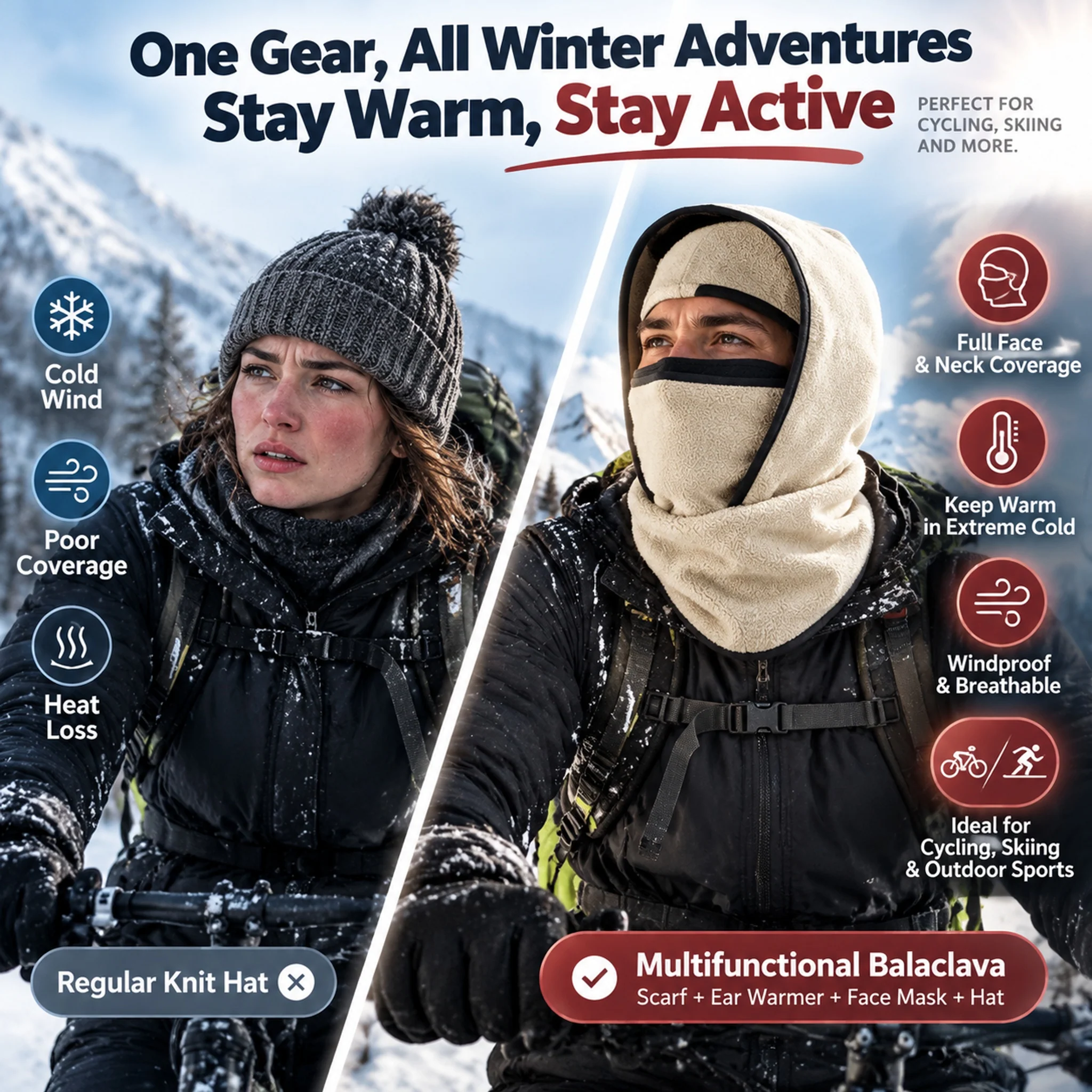 Winter balaclava style and color options