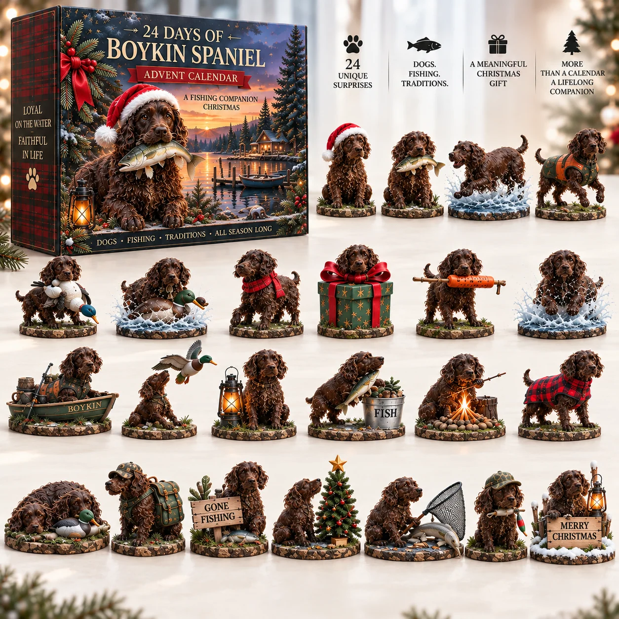 Boykin Spaniel 24 Days Advent Calendar and 24 collectible figurines