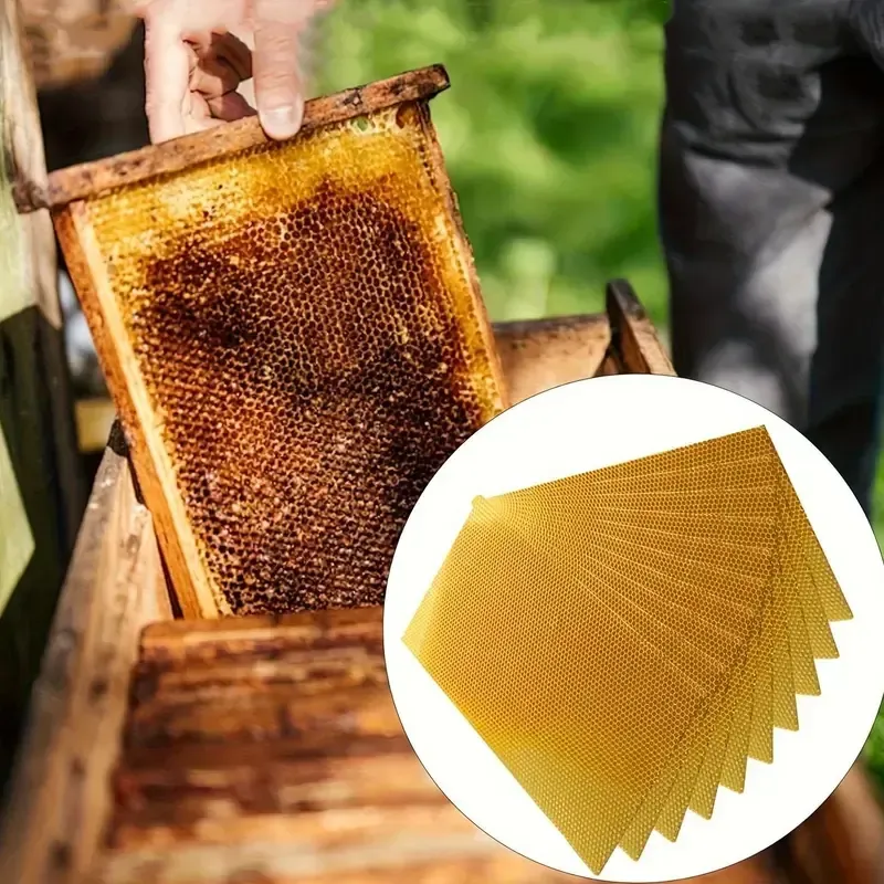 Natural beeswax sheets showing honeycomb texture