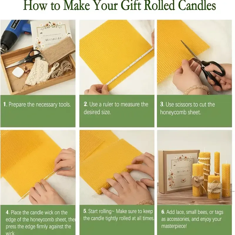 Finished beeswax candles and crafting kit