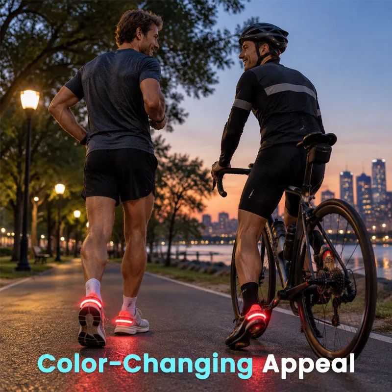 Colour-changing heel shoe lights styled for outdoor activities
