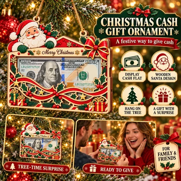 Christmas cash gift ornament with festive design, tree-time display and gift-giving inspiration