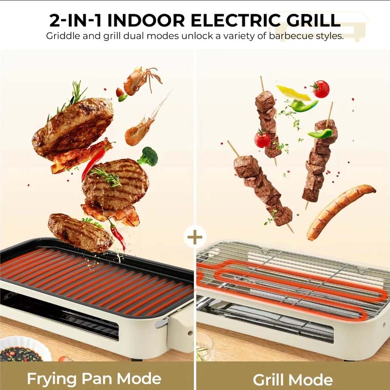 Indoor grill with a variety of food
